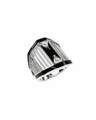 #ad Hadnmade Vintage Shape Amazing Shiny White CZ amp; Clear Black Onyx Fashion Ring $299.00
