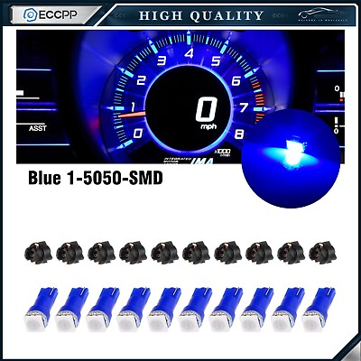 #ad 10x T5 Blue LED Bulb Car Wedge Instrument Panel Gauge Cluster Dash Light Lamps $8.49