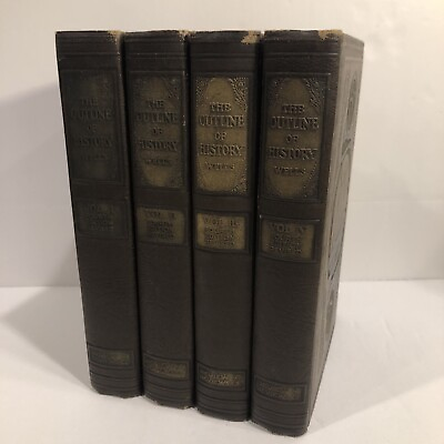 #ad Outline of History H G Wells 1924 4th Edition Revised 4 Vol Set Antique Books $450.00