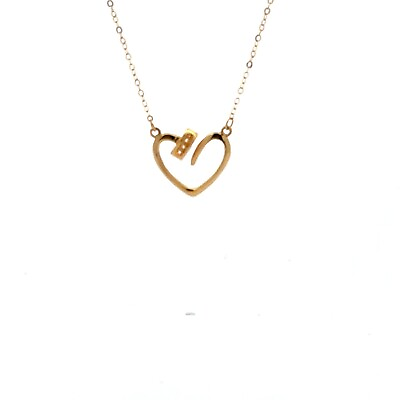 #ad 18K Saudi Gold Necklace Chain 17 in plus one inch Pendant Charm Heart 1.03 grams $137.00
