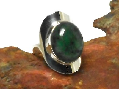 #ad Milky EMERALD Sterling Silver 925 Gemstone RING Size: 7.5 $59.00
