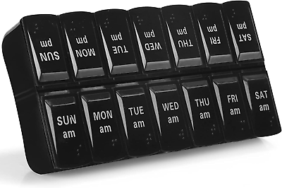 #ad 7 Day Weekly Pill Organizer Large AM PM Pill Case 2 Times A Day Pill Container $6.99