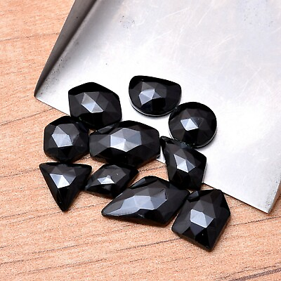 #ad AAA Black Spinel Gemstone 13mm 21mm Faceted Fancy Free Form Rosecut Cabs Lot $31.99