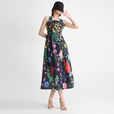 #ad Elegant Womens Sexy Slip Dress Beaded Diamond Print Floral Holiday Long Dresses $93.58