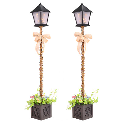 #ad Barton 2 Pieces 5ft Christmas Lamp Post Tree Stand Pre Lit Xmas Outdoor Porch $189.96