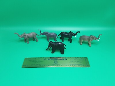 #ad Elephant Toy Mini Figure Lot Nature Jungle African Safari Wild Animal Set Tusks $5.99