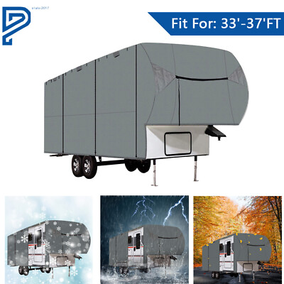 #ad 5th Wheel RV Cover Motorhome Fits 33#x27; 37#x27; With Zipper Outdoor Protect Waterproof $153.24