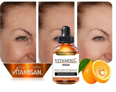 #ad Vitamin C Serum Face with Hyaluronic AcidE Anti Aging Wrinkle Skin Care Organi $10.77
