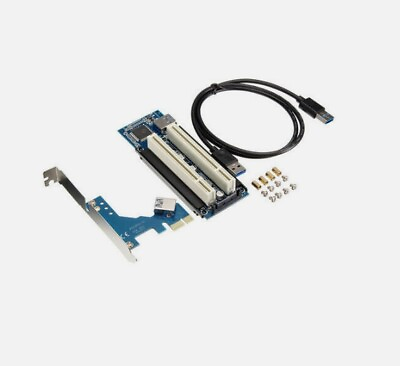 #ad PCI E Express X1 to Dual PCI Riser Extend Adapter Card With 2.6 FT USB 3.0 Cable $26.37