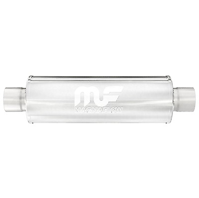 #ad MAGNAFLOW 3quot; 3 INCH INLET OUTLET 5quot; ROUND MUFFLER BRUSHED STAINLESS STEEL SS $169.00