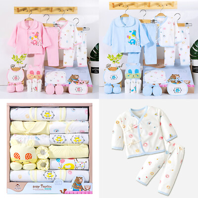 #ad US 18 Pcs 0 6 Months Newborn Baby Boys Girls Outfit Essentials Layette Gift Set $41.09