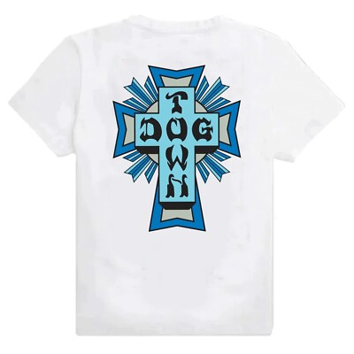 #ad Dogtown Skateboards Shirt Cross Logo White Blue $29.95