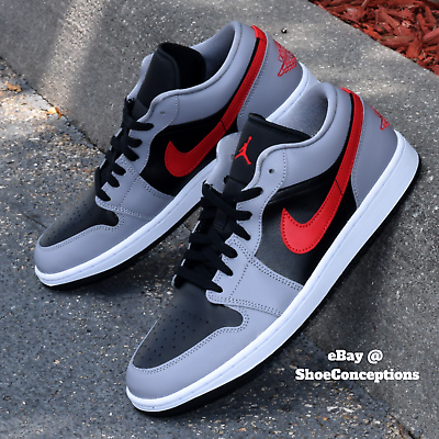 #ad Nike Air Jordan 1 Low Shoes Cement Gray Fire Red Black FZ4183 002 Multi Size NEW $100.00