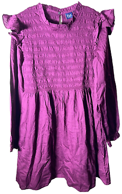 #ad #ad GAP Womens long sleeve ruffle purple dress 36quot; long size Large L $17.49