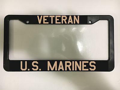#ad Veteran US USA MARINES USMC MILITARY Patriotic Vet Black License Plate Frame NEW $10.29
