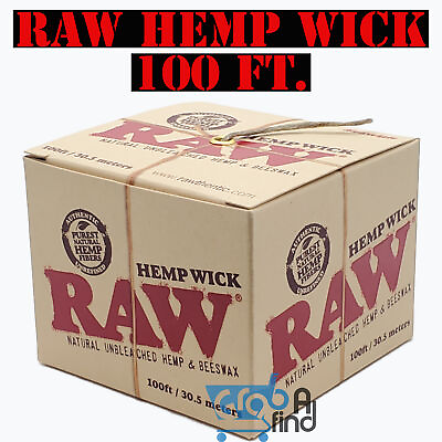 #ad RAW Hemp Wick 100 Ft. Made of Natural Unbleached Hemp amp; Beeswax $12.49