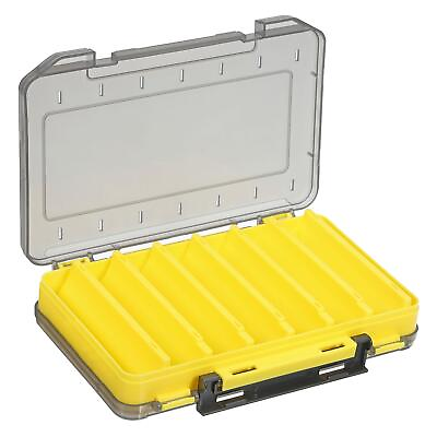 #ad Two Sided Fishing Lure Storage Box Fish Tackle 14 Grids Container Yellow $17.25