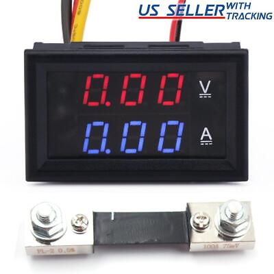 #ad DC 100V 100A Voltmeter Ammeter Volt Amp Meter Voltage Current Tester with Shunt $12.49