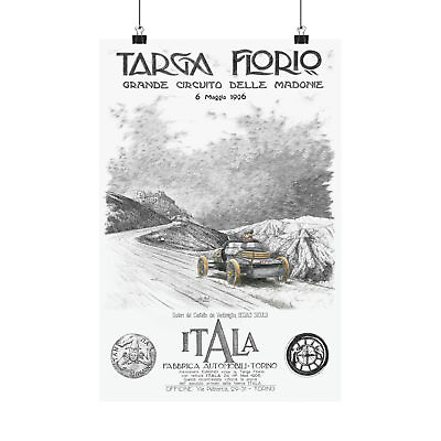#ad 1906 First Targa Florio Vintage Poster Cagno Itala Car Racing History Art Print $49.00