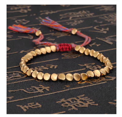#ad Handmade Tibetan Buddhist Braided Cotton Copper Beads Lucky Rope Bracelets Gift $6.49