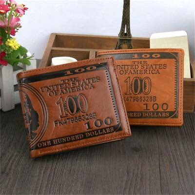 #ad Men#x27;s US 100 Dollar Bill Leather Bifold Card Photo Holder Wallet Handbag Purse $5.97