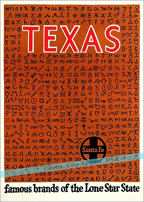 #ad Texas 1950 Santa Fe Railroad Famous Brands Vintage Poster Print Retro Style Art $28.59