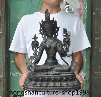 #ad 18quot; Tibet Ancient temple pure bronze Tara Kwan yin GuanYin Goddess Buddha Statue $748.20