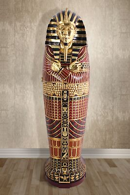 #ad 75quot; Life Size Egyptian Pharaoh Tutankhamun King Tut Sarcophagus Display Cabinet $1324.50