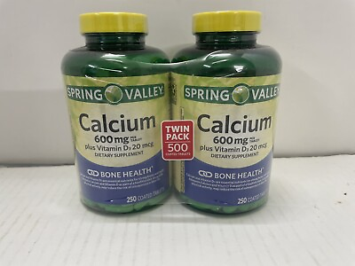 #ad 2PK Calcium Supplement 600mg with Vitamin D3 20mcg Bone Health 250 Tablets 10 23 $18.95