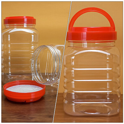 #ad 2 Pcs Plastic Honey Pot Airtight Tea 1 Gallon Glass Jar with Lid $10.95