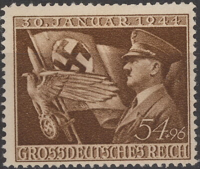 #ad Stamp Germany Mi 865 Sc B252 1944 WWII Fascism Adolf Hitler Eagle Flag MNG $2.95