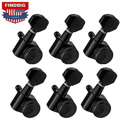 #ad Guitar Locking Tuners Tuning Pegs 6 in line Right Hand Black Strat Headstock $19.99
