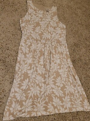 #ad Ann Taylor Loft Beige And White Floral Print Summer Dress. Sleeveless. Small $14.00