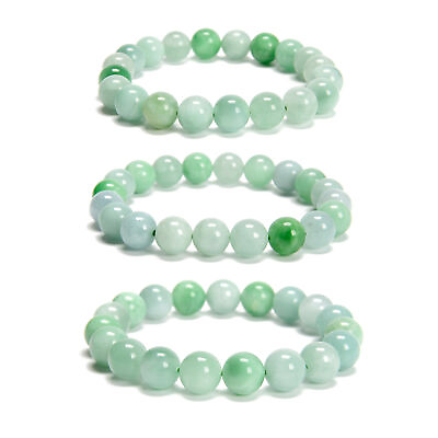 #ad Multi color Green Jade Smooth Round Beaded Bracelet 10mm 7.5#x27;#x27; Length 3 PCS Set $20.99