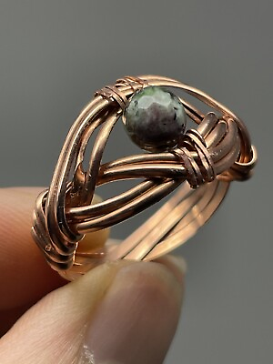 #ad Ruby Zoisite Elegant Copper RING Size 8.0 Dainty Reiki Healing Crystal P50 $27.00