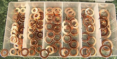 #ad 110pc Solid Flat COPPER WASHER ASSORTMENT amp; Storage Case Assorted Sizes upto 5 8 $14.99
