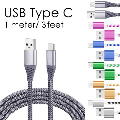 #ad Nylon Braided Rope USB C Type C Data Sync Charger Charging Cable Cord LOT $10.45