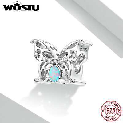 #ad Wostu 925 Sterling Silver Butterfly Charm Bracelet Bead DIY Party Women Jewelry $12.89