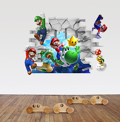 #ad New 3D Super Mario Bros Removable HUGE Wall Stickers Decal Kids Home Decor USA $9.91