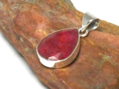 #ad Teardrop RUBY Sterling Silver 925 Gemstone PENDANT Gift Boxed $37.99