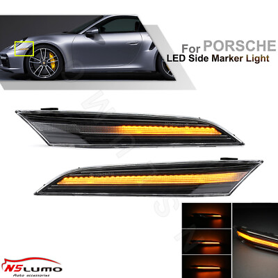 #ad LED Amber Sequential Side Marker Turn Signal Light For 2019 Porsche 911 992 All $80.59