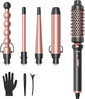 #ad 5 in 1 Curling IronCurling Wand Set with Curling Brush and 4 Interc... $47.97