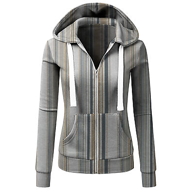 #ad Hooded Top Striped Loose Striped Long Sleeve Hoodie Coat $21.06