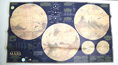 #ad 1973 National Geographic Mars Wall Poster NatGeo Space NASA Rover Planet $10.99