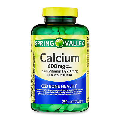 #ad Calcium Supplement 600mg with Vitamin D3 20mcg Bone Health 250 Tablelts FRE SHP $10.77