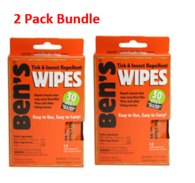 #ad Ben#x27;s Tick amp; Insect Repellent 30% Deet Survival Wipes 24 Wipes Free Shipping $17.50