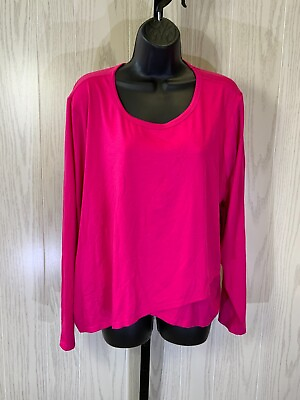 #ad Xersion Quick Dri Long Sleeve Active Top Women#x27;s Size 2X Pink NEW MSRP $37 $19.99