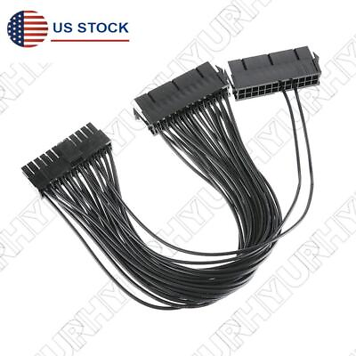 #ad 30CM 24 pin Dual PSU Power Supply Cable ATX Adapter Connector Cord For Computer $12.52