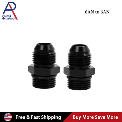 #ad 6AN AN6 Flare to 6AN AN6 ORB Male Fuel Rail Adapter Fitting Black 2Pcs Black $7.99