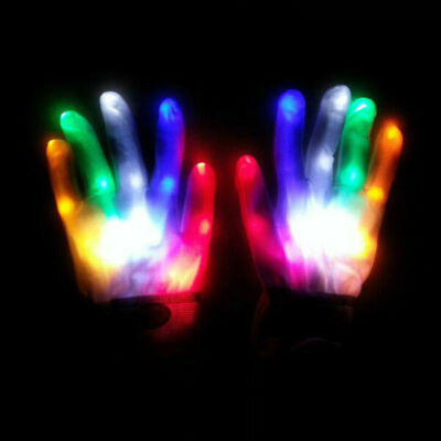 #ad Electro Colorful LED Fingers Flashing Gloves Lighting Glow Xmas Party Kids Size $9.99